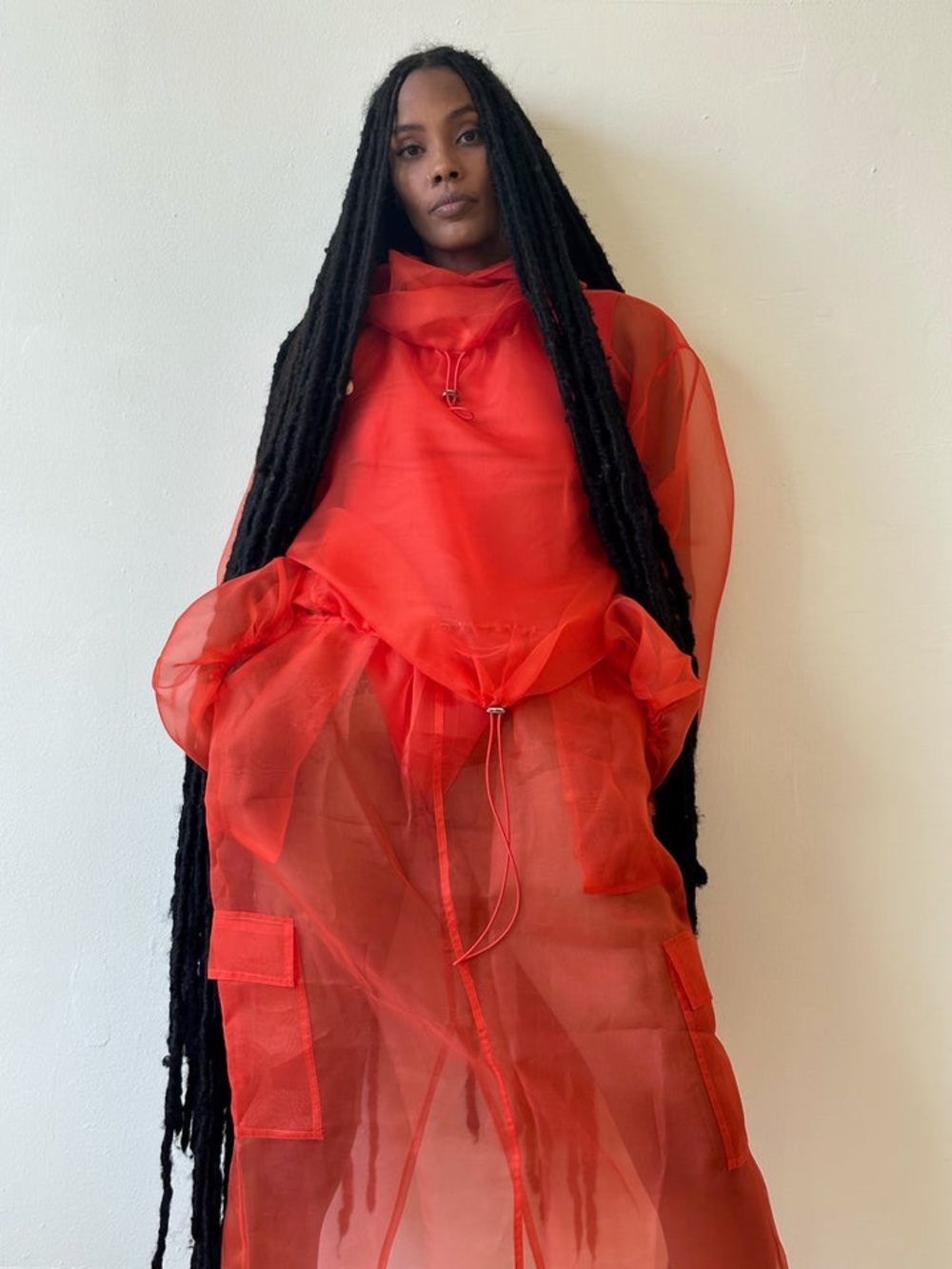 Fe Noel Orange Fuego Organza Sport Top